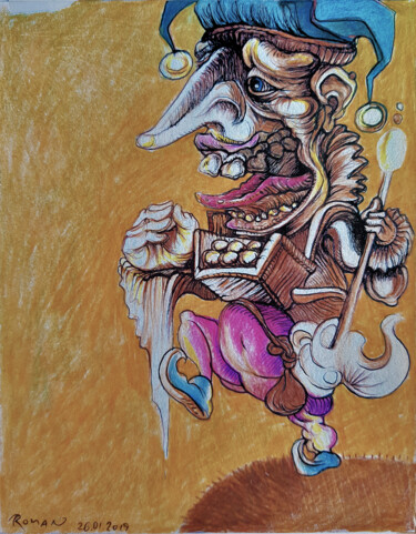 The seller of wonders Drawing titled "The seller of wonde…" by Roman, Original Artwork, Ink