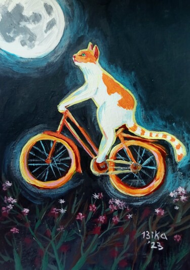 Malerei mit dem Titel "Full moon" von Viktoriia Slavinska, Original-Kunstwerk, Acryl