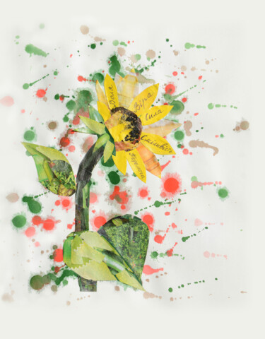拼贴 标题为“Sunflower of victory” 由Oksana Oleksiiva, 原创艺术品, 拼贴