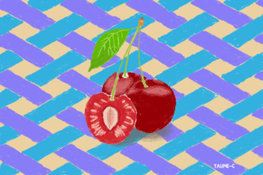Arts numériques intitulée "Cerises sur alumini…" par Guillaume Chocu (YAUME-C), Œuvre d'art originale, Peinture numérique Mo…