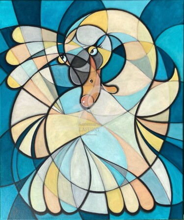 Abstract swan, Le cygne abstrait 绘画 标题为“Abstract swan, Le c…” 由Annemarie Laffont, 原创艺术品, 丙烯 安装在木质担架架上