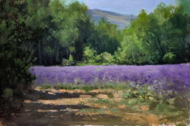 Peinture intitulée "Lavandes Chemin des…" par Pascal Giroud, Œuvre d'art originale, Huile