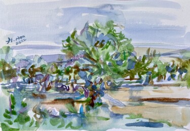 Peinture intitulée "Freedom trees" par Xiao Han, Œuvre d'art originale, Aquarelle