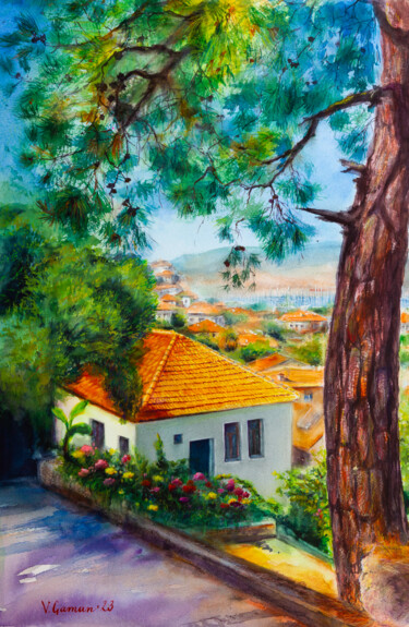 Painting titled "Fethiye, a cozy hou…" by Viktoriia Gaman, Original Artwork, Watercolor