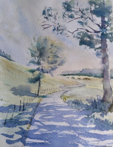 Painting titled "Pathway into the Va…" by Horacio Cobas, Original Artwork, Watercolor