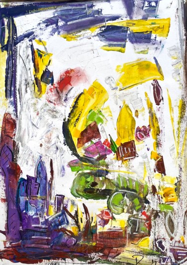 Painting titled "Soleil en hiver" by Regine Blot, Original Artwork, Acrylic Mounted on Wood Panel