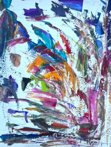 Inspiration florale - Fleurs avec du blé Painting titled "Inspiration florale…" by Regine Blot, Original Artwork, Acrylic Mounted on Wood Panel