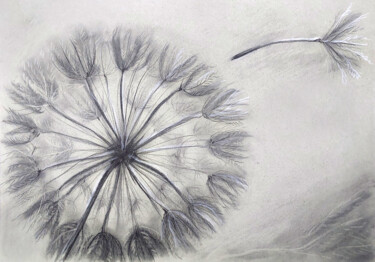 Whispers of a Dandelion: Lightness in Charcoal Σχέδιο με τίτλο "Whispers of a Dande…" από Yelena Rybalkina, Αυθεντικά έργα τέχνης, Κάρβουνο
