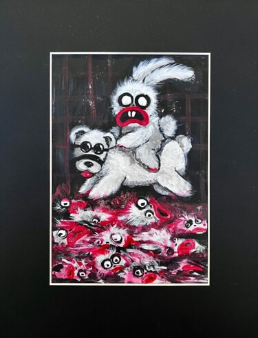 Painting titled "Horseman of the Apo…" by Daria Akhapkina, Original Artwork, Acrylic Mounted on Cardboard