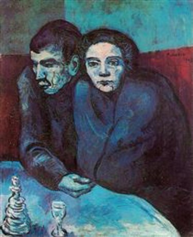 Painting titled "Blue cafe" by Equal Page, Original Artwork, Oil