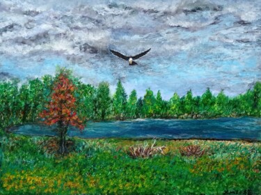 绘画 标题为“An eagle out of the…” 由Xiaomei Li, 原创艺术品, 丙烯