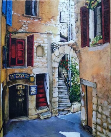 Pintura intitulada "Altstadt-Gasse" por Janina Rudenko, Obras de arte originais, Acrílico