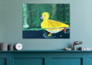 Peinture intitulée "Le caneton" par Audrey Letheux, Œuvre d'art originale, Acrylique
