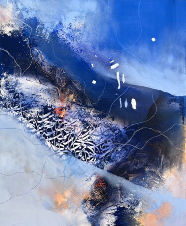 Painting titled "Ocean tones 21" by Abdelkader Kamal, Original Artwork, Acrylic Mounted on Wood Stretcher frame