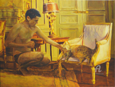 Peinture intitulée "Pesebre con Teri" par Paula Solís Burgos, Œuvre d'art originale, Huile