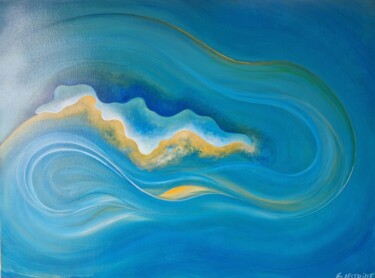 Painting titled "ILE AUX OISEAUX" by François Lestrille, Original Artwork, Acrylic Mounted on Wood Stretcher frame