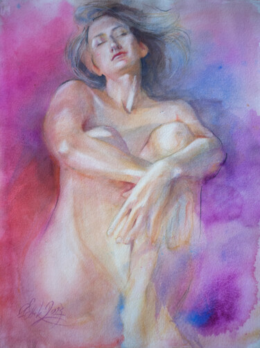 My Watercolor Universe. Self-portrait Schilderij getiteld "My Watercolor Unive…" door Irene Bibik-Chkolian, Origineel Kunstwerk, Aquarel
