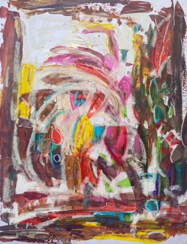 Peinture intitulée "Forêt colorée" par Regine Blot, Œuvre d'art originale, Acrylique Monté sur Panneau de bois