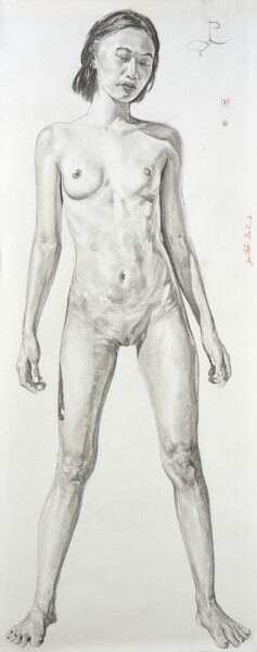 Grand Nu N°6 图画 标题为“Grand Nu N°6” 由Gilles Le Corre, 原创艺术品, 木炭