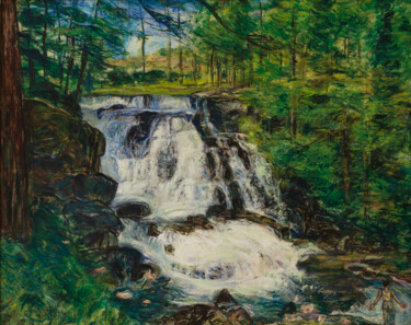 La Cascade à Fontcouverte Peinture intitulée "La Cascade à Fontco…" par Robert Gibson, Œuvre d'art originale, Huile Monté sur Panneau de bois