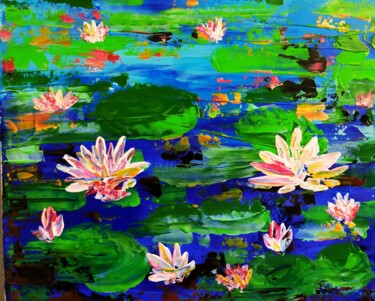 Peinture intitulée "Nenuphars2" par Hubert Bridoux, Œuvre d'art originale, Acrylique
