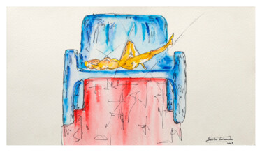 Peinture intitulée "Artifício estético…" par Sandra Guimarães, Œuvre d'art originale, Aquarelle Monté sur Châssis en bois