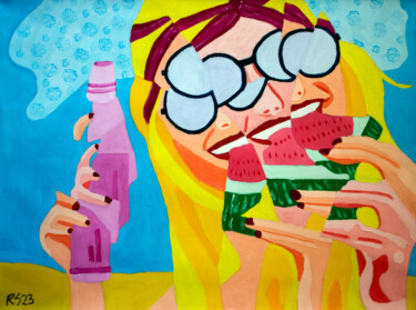 绘画 标题为“Woman and Watermelon” 由Randall Steinke, 原创艺术品, 油