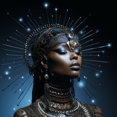 数字艺术 标题为“AFRICA QUEEN” 由Anki, 原创艺术品, AI生成的图像 安装在其他刚性面板上