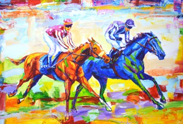 Pintura intitulada "Faster, horses!" por Iryna Kastsova, Obras de arte originais, Acrílico Montado em Armação em madeira