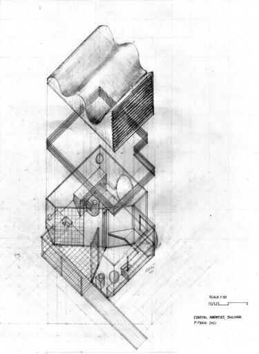 Σχέδιο με τίτλο "Dessin technique, p…" από Philipp Pahin, Αυθεντικά έργα τέχνης, Γραφίτης