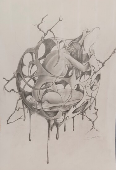 Dessin intitulée "Renaissance" par Philippe Dran, Œuvre d'art originale, Graphite