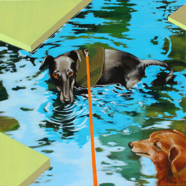 Painting titled "Woda" by Małgorzta Łodygowska, Original Artwork, Acrylic Mounted on Wood Stretcher frame