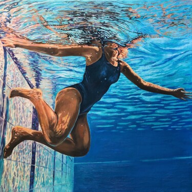 Swimmer Peinture intitulée "Swimmer" par Daria Dudochnykova, Œuvre d'art originale, Huile