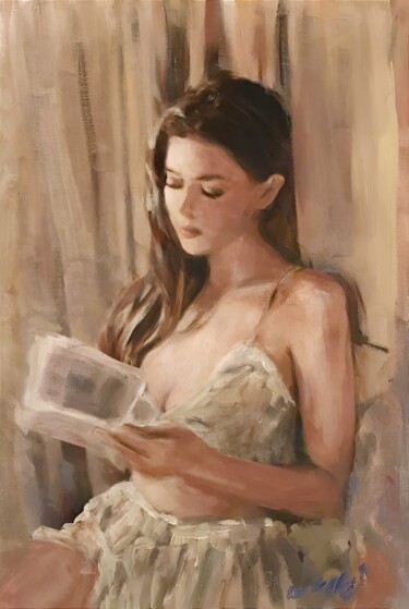 Painting titled "'He Sent Her Poems'" by William Oxer, Original Artwork, Acrylic