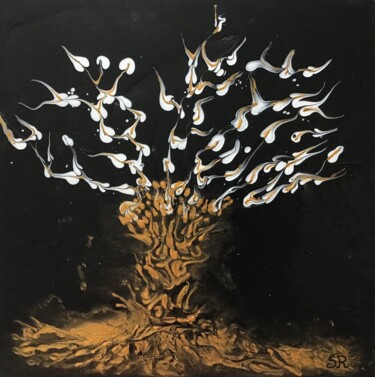 绘画 标题为“L’arbre de vie one” 由Sandrine Roux, 原创艺术品, 丙烯 安装在木质担架架上