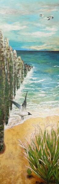 Peinture intitulée "SANGATTE" par Brigitte Parmentier, Œuvre d'art originale, Acrylique Monté sur Châssis en bois