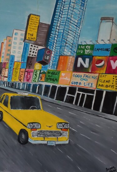 绘画 标题为“NYC and the yellow…” 由Bayan Mahdi, 原创艺术品, 丙烯