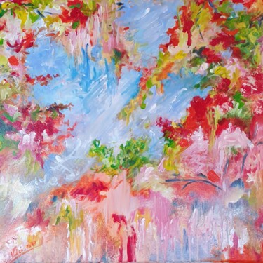 Ciel au travers des feuillages Peinture intitulée "Ciel au travers des…" par Pascale Fleury-Vallée, Œuvre d'art originale, Acrylique Monté sur Châssis en b…