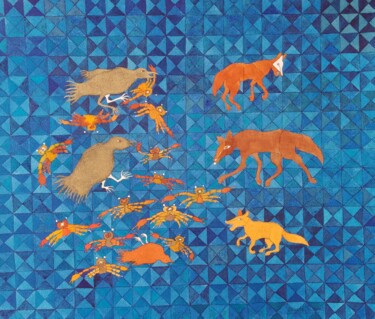 绘画 标题为“Cangrejos en azul” 由Daniela Cuellar, 原创艺术品, 墨