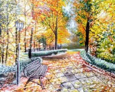 绘画 标题为“Bench love” 由Marija Mitrovic, 原创艺术品, 油