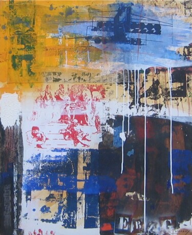 Peinture intitulée "Composition aléatoi…" par Henri Charbey, Œuvre d'art originale, Encre Monté sur Châssis en bois