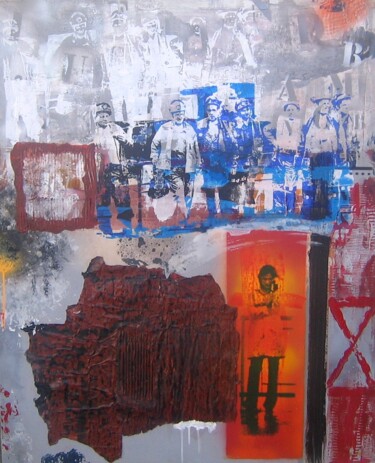 Peinture intitulée "Composition aléatoi…" par Henri Charbey, Œuvre d'art originale, Encre Monté sur Châssis en bois