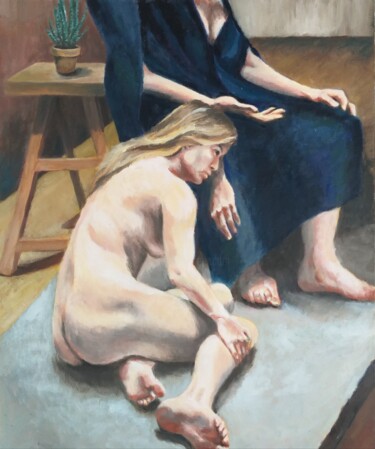 Dans l'atelier. Peinture intitulée "Dans l'atelier." par Marc Sellam, Œuvre d'art originale, Huile