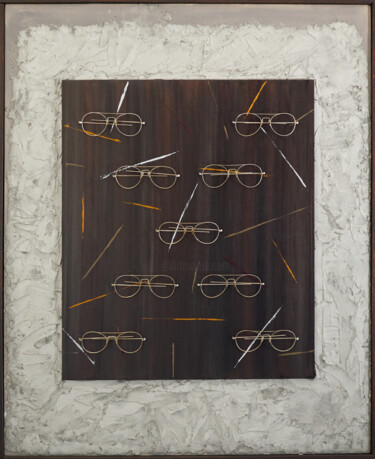Pittura intitolato "OSSERVANDO LA CITTA'" da Alex Fea Art&Poetry, Opera d'arte originale, Olio Montato su Pannello di legno