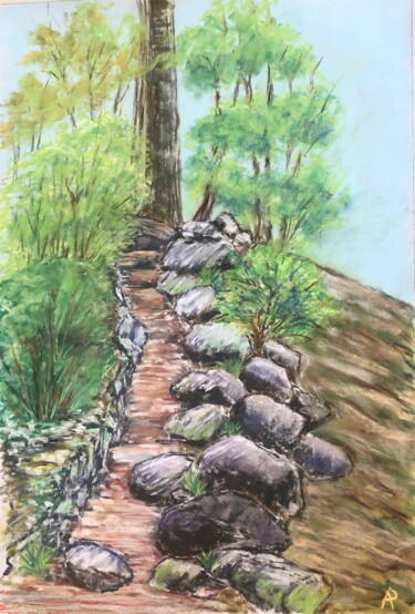 图画 标题为“Ce matin chemin qui…” 由Philippe Allier, 原创艺术品, 粉彩