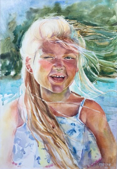 绘画 标题为“Сhildren  portrait” 由Tetiana Hliadchenko, 原创艺术品, 水彩