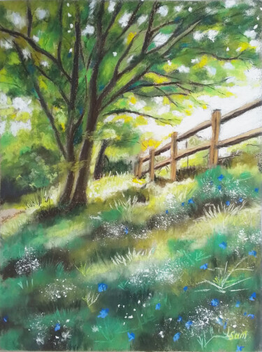 Summer morning in the countryside Painting titled "Summer morning in t…" by Liubov Samoilova, Original Artwork, Pastel