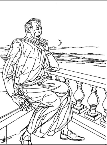 Рисунок под названием "Воланд" - Tatyana Zakharova, Подлинное произведение искусства, Чернила