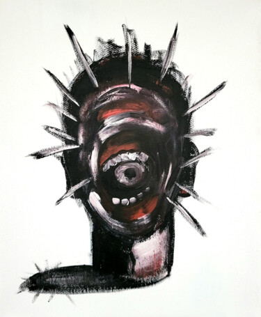 Painting titled "Head of freedom" by Vaxo Lang, Original Artwork, Acrylic