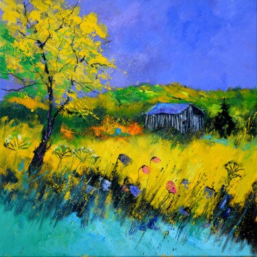 Malerei mit dem Titel "Old barn" von Pol Ledent, Original-Kunstwerk, Öl Auf Keilrahmen aus Holz montiert